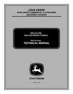 John Deere 325, 345 Lawn and garden tractor Technical manual TM1574 — actual manual cover