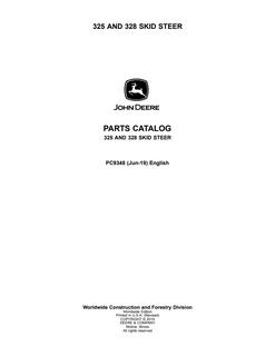 John Deere 325 and 328 Skid steer Parts catalog PC9348 — actual manual cover