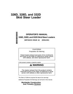 John Deere 326D, 328D and 332D Skid steer loader Operator manual OMT253018 — actual manual cover