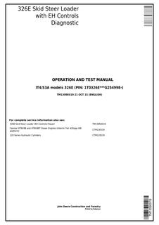 John Deere 326E Skid Steer Loader Diagnostic Operation and Test Manual TM13090X19 — actual manual cover
