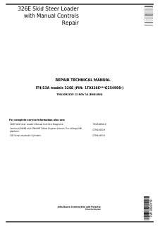 John Deere 326E Skid Steer Loader Repair Technical Manual TM13092X19 — actual manual cover