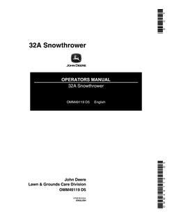 John Deere 32A Snowthrower Operator manual OMM49119 — actual manual cover