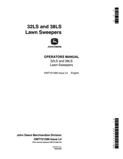 John Deere 32LS and 38LS Lawn sweeper Operator manual OMTY21586 — actual manual cover