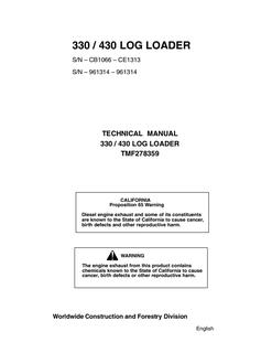 John Deere 330, 430 Log Loader Technical Manual TMF278359 — actual manual cover
