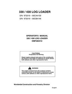 John Deere 330 and 430 Log loader Operator manual OMF284412 — actual manual cover