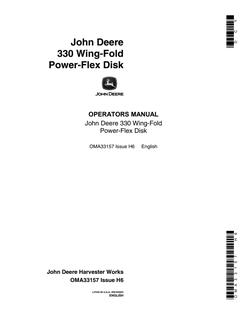 John Deere 330 Disk Operator manual OMA33157 — actual manual cover