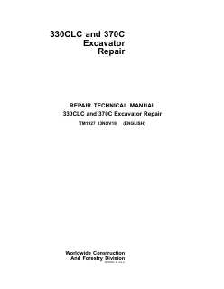 John Deere 330CLC, 370C Excavator Repair technical manual TM1927 — actual manual cover