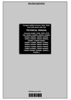John Deere 3320, 3520, 3720 Compact utility tractor Technical manual TM2365 — actual manual cover