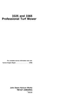 John Deere 3325, 3365 Professional turf mower Technical manual TM1427 — actual manual cover