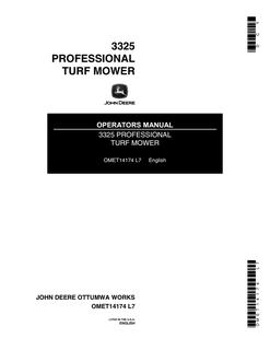 John Deere 3325 Turf mower Operator manual OMET14174 — actual manual cover