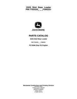 John Deere 332G Skid steer loader Parts catalog PC15046 — actual manual cover
