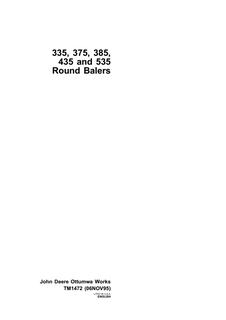 John Deere 335, 375, 385, 435, 535 Round Baler Technical Manual TM1472 — actual manual cover