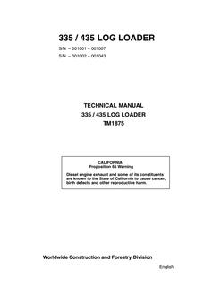 John Deere 335, 435 Log loader Technical manual TM1875 — actual manual cover