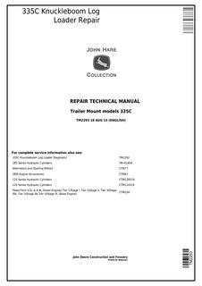 John Deere 335C Knuckleboom Log Loader Repair Technical Manual TM2293 — actual manual cover