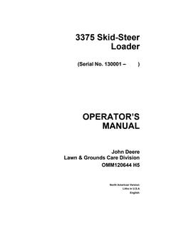 John Deere 3375 Skid-steer loader Operator manual OMM120644 — actual manual cover
