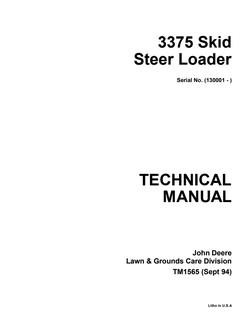 John Deere 3375 Skid-steer loader Technical manual TM1565 — actual manual cover