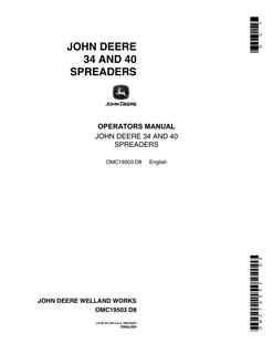 John Deere 34 and 40 Spreader Operator manual OMC19503 — actual manual cover