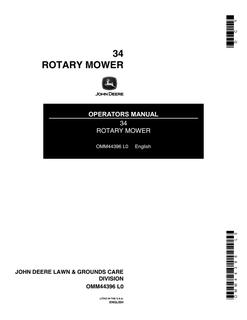 John Deere 34 Rotary Mower Operator's Manual — actual manual cover