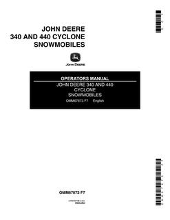 John Deere 340, 440 Cyclone Snowmobile Operator manual OMM67673 — actual manual cover