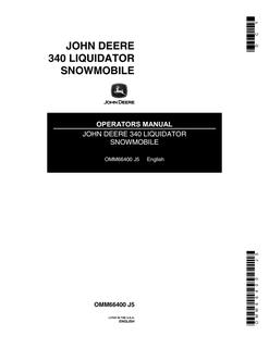 John Deere 340 Liquidator Snowmobile Operator manual OMM66400 — actual manual cover