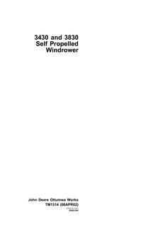 John Deere 3430, 3830 Self-propelled windrower Technical manual TM1314 — actual manual cover