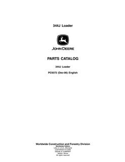 John Deere 344J Loader Parts catalog PC9372 — actual manual cover