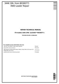 John Deere 344K 4WD Loader Repair Technical Manual TM12930 — actual manual cover