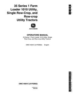 John Deere 35 Series 1 Farm loader Operator manual OMC14081C — actual manual cover
