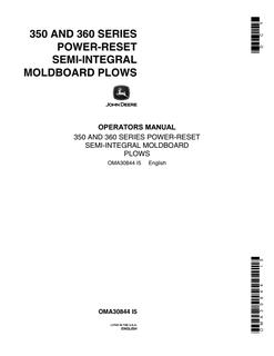 John Deere 350 and 360 Series Moldboard plow Operator manual OMA30844 — actual manual cover