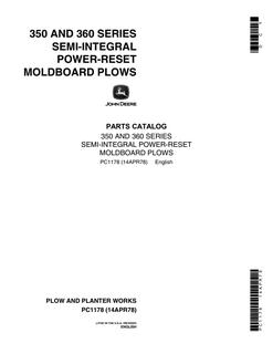 John Deere 350 and 360 Series semi-integral power-reset moldboard plows Plow Parts catalog PC1178 — actual manual cover
