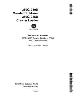 John Deere 350C, 350D, 355D Crawler bulldozer and crawler loader Technical manual TM1115 — actual manual cover