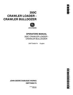 John Deere 350C Crawler loader and bulldozer Operator manual OMT79469 — actual manual cover