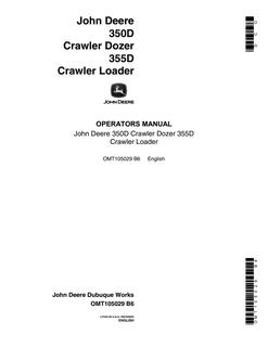 John Deere 350D, 355D Crawler dozer and loader Operator manual OMT105029 — actual manual cover