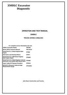 John Deere 350DLC Excavator Diagnostic Operation and Test Manual — actual manual cover