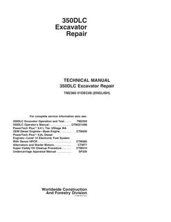 John Deere 350DLC Excavator Repair technical manual TM2360 — actual manual cover
