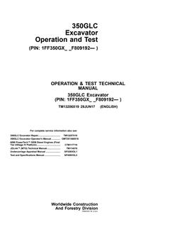 John Deere 350GLC Excavator Operation and Test Technical Manual (TM13206X19) — actual manual cover