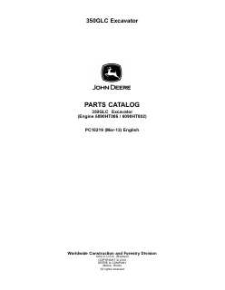 John Deere 350GLC Excavator Parts catalog PC10219 — actual manual cover