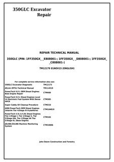 John Deere 350GLC Excavator Repair Technical Manual TM12179 — actual manual cover