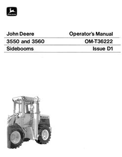 John Deere 3550 and 3560 Sideboom Operator manual OM-T36222 — actual manual cover
