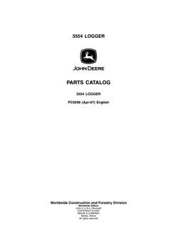 John Deere 3554 Logger Parts catalog PC9298 — actual manual cover
