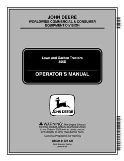 John Deere 355D Lawn and garden tractor Operator manual OMM141524 — actual manual cover