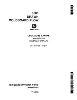 John Deere 3600 Moldboard plow Operator manual OMA49766 — actual manual cover