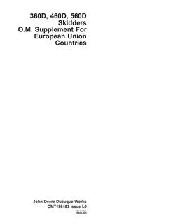 John Deere 360D, 460D and 560D Skidder supplement Supplement OMT186453 — actual manual cover