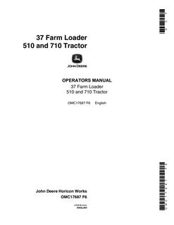 John Deere 37 Farm Loader; 510; 710 Tractors Loader Operator manual OMC17687 — actual manual cover