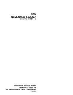 John Deere 375 Skid-steer loader Operator manual OMM79633 — actual manual cover