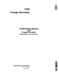 John Deere 3765 Forage harvester Operator manual OMCC27802 — actual manual cover