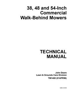 John Deere 38, 48, 54 inch Commercial walk-behind mower Technical manual TM1488 — actual manual cover