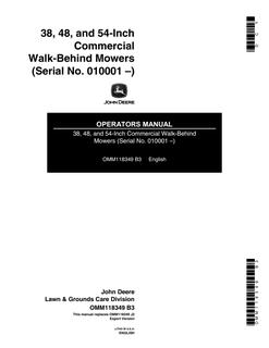 John Deere 38, 48 and 54-inch Walk-behind mower Operator manual OMM118349 — actual manual cover
