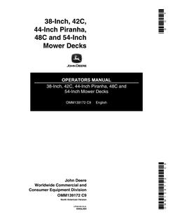John Deere 38-inch, 42C, 44-inch Piranha, 48C and 54-inch Mower deck Operator manual OMM139172 — actual manual cover