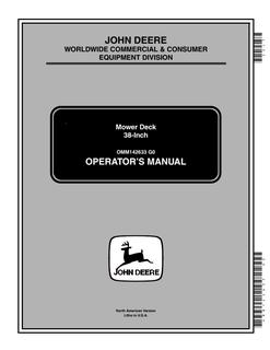 John Deere 38-inch Mower deck Operator manual OMM142633 — actual manual cover